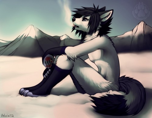 WaffelBooru 1881 black breath eyes falvie grey hair male misc mountain nude pawpads plantigrade ser 