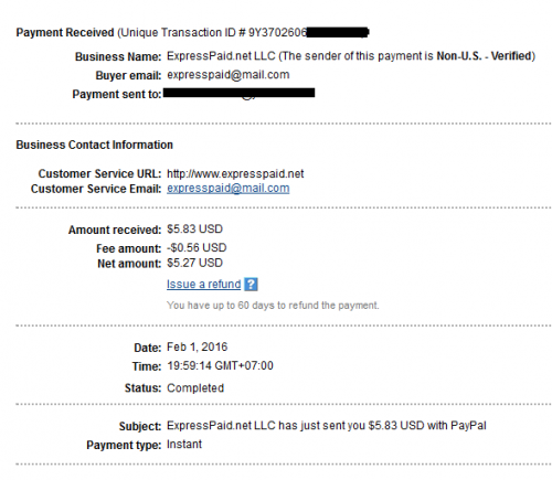 Expresspaid 2nd payment