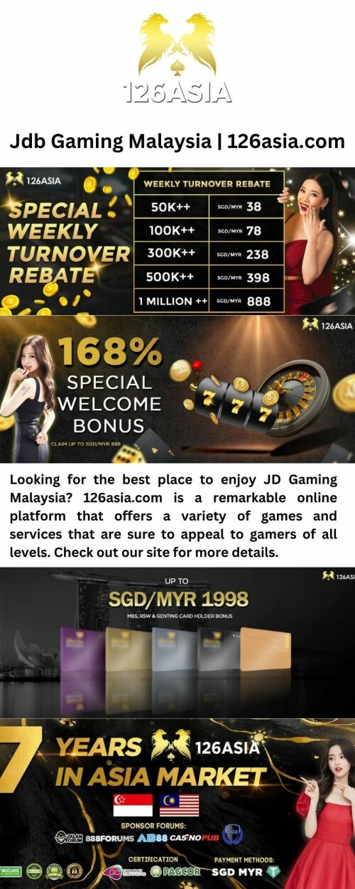 Looking for the best place to enjoy JD Gaming Malaysia? 126asia.com is a remarkable online platform that offers a variety of games and services that are sure to appeal to gamers of all levels. Check out our site for more details.

https://www.126asia.com/jdb