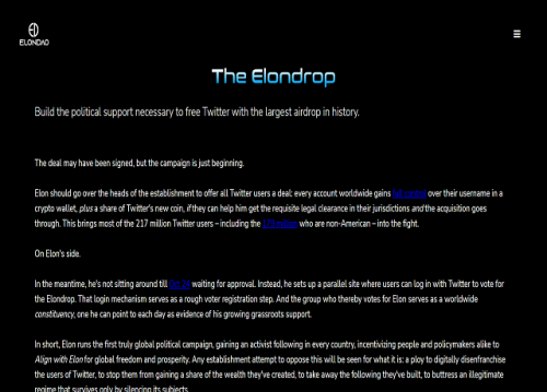 Bitcoin can't be purchased through your bank or investing firm yet — though some organizations are working toward that possibility in the future. For now, you'll have to go through a cryptocurrency trading platform to exchange your U.S. dollars for Bitcoin or other digital currencies.To learn more about ElonDAO and ElonDrop visit https://www.elondao.org/  

#ElonDAO #ElonDrop

web: https://www.elondao.org/