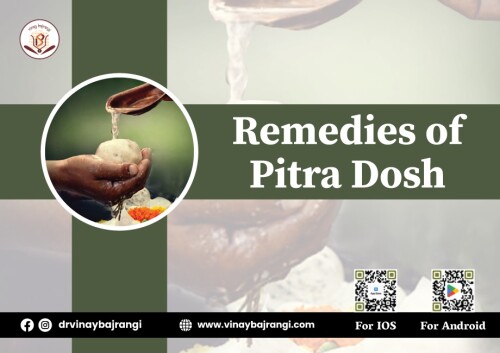 Suffering from Pitra Dosh? Find effective remedies here. Start with ancestor prayers and performing Shraddha rituals to appease departed souls. Remedies of Pitra Dosh a Cat's Eye or Pearl gemstone can help. Regularly donate to charity and visit holy places to seek blessings. Consulting an astrologer for personalized guidance is essential. Free yourself from Pitra Dosh with these remedies and lead a harmonious life. If you are looking Horoscope Matching for Marriage contact us. For more info visit: https://www.vinaybajrangi.com/calculator/pitra-dosha-calculator.php | https://www.vinaybajrangi.com/marriage-astrology/kundli-matching-horoscopes-matching-for-marriage.php |  https://www.vinaybajrangi.com/services/online-report/business-partnership-compatibility.php