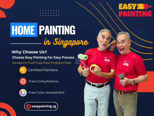 Hiring experts for home painting in Singapore ensures that the job is done properly, without mess or delays. Professional painters bring tools, safety equipment, and technical knowledge. 

Visit Our Website: https://easypainting.sg/

Easy Painting SG

Address: 31 Jurong West Street 41. Tower 2D, #01-33, Singapore 649412
Phone: +65 8788 3388

Our Profile: https://photouploads.com/easypaintingsg

See More:

https://v.gd/1TDErS
https://v.gd/3RHz1m
https://v.gd/pBdyBs
https://v.gd/hMVCzo