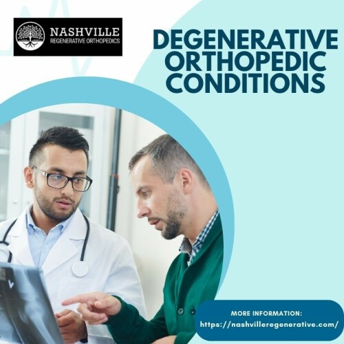Learn about treatments for degenerative orthopedic conditions at Nashville Regenerative Orthopedics. Our specialized team offers regenerative therapies to manage pain, improve joint function, and enhance quality of life. Discover effective solutions for arthritis, joint degeneration, and more—schedule your consultation today!
Visit : https://nashvilleregenerative.com/what-are-the-most-common-degenerative-orthopedic-conditions/