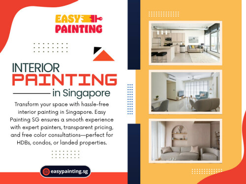 Singaporeans spend a lot of time indoors, especially with air conditioning playing a major role in our daily comfort. A fresh layer of paint not only refreshes your walls but also helps in maintaining a clean and healthy environment. Interior painting in Singapore must consider factors like humidity, mold resistance, and long-lasting finishes.

Visit Our Website: https://easypainting.sg/

Easy Painting SG

Address: 31 Jurong West Street 41. Tower 2D, #01-33, Singapore 649412
Phone: +65 8788 3388

Our Profile: https://photouploads.com/easypaintingsg

See More:

https://v.gd/SuCFjV
https://v.gd/I7GdKs
https://v.gd/bkPul0
https://v.gd/4hH60y