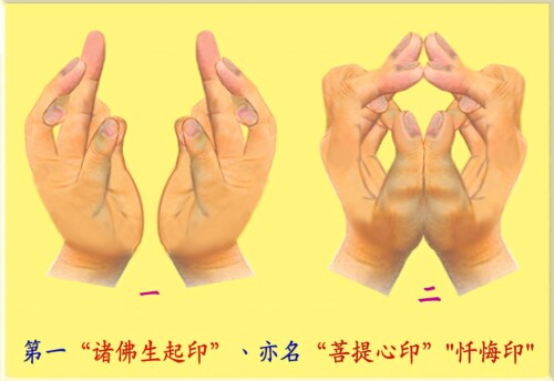 第一、诸佛生起印、亦名菩提心印 忏悔印：R C