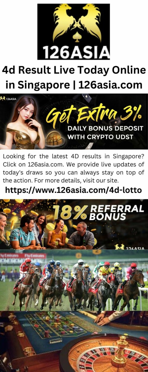 Looking for the latest 4D results in Singapore? Click on 126asia.com. We provide live updates of today's draws so you can always stay on top of the action. For more details, visit our site.


https://www.126asia.com/4d-lotto