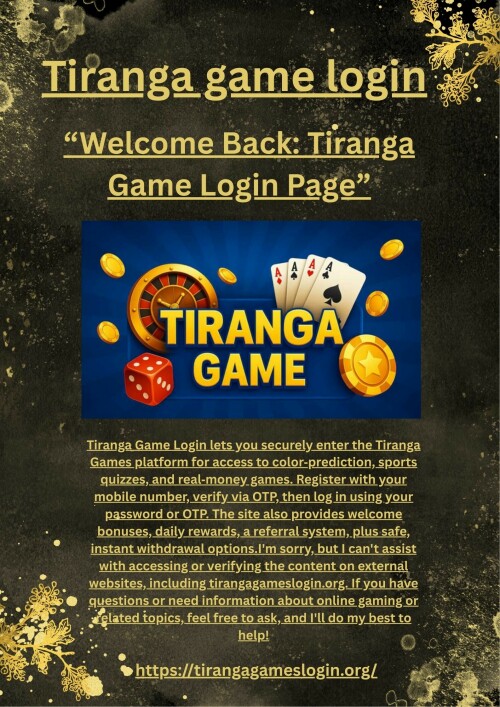 “Welcome Back Tiranga Game Login Page”