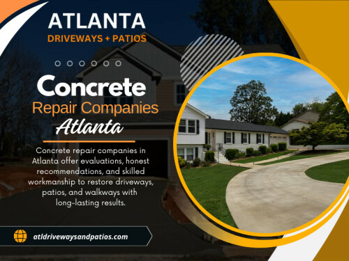 Reputable Concrete repair companies Atlanta don’t just fix visible damage. They: Evaluate soil conditions, Identify water movement patterns, Address the cause, not just the symptom. Less experienced providers may focus on fast, surface-level solutions that look good briefly but fail prematurely.

Official Website: https://atldrivewaysandpatios.com/driveway-repair-atlanta/

Find us on Google Map: https://maps.app.goo.gl/FskzE5EfFYmNnZkCA

Atlanta Driveways and Patios
Address: 1934 New Kemp Rd, Marietta, GA 30066, United States
Phone Number: +14708375846

Read Our Blogs:
https://atldrivewaysandpatios.wordpress.com/
https://atldrivewaysandpatios.tumblr.com/
https://atldrivewaysandpatios.weebly.com/

More Links:
https://beacons.ai/atldrivewaysandpatios
https://issuu.com/atldrivewaysandpatios
https://www.band.us/band/101511212/post