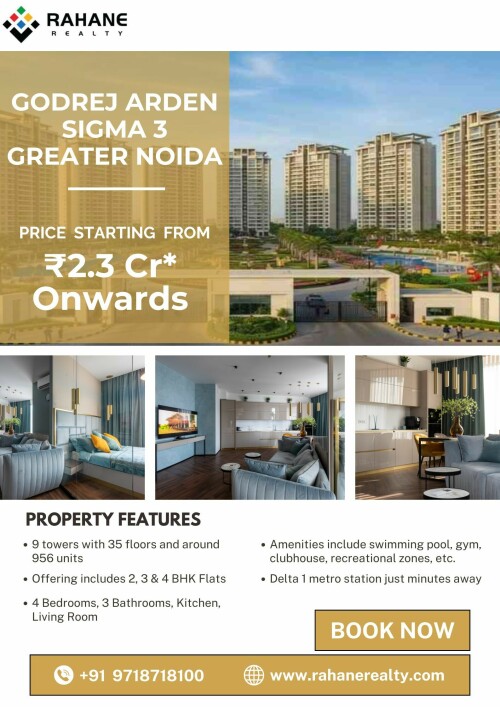 Designed for modern lifestyles, Godrej Arden offers premium 2, 3 & 4 BHK apartments set amid landscaped gardens and essential amenities in Sigma 3, Greater Noida. Its connectivity, brand credibility, and thoughtfully planned environment make it an interesting option for those considering a future-ready residential address.