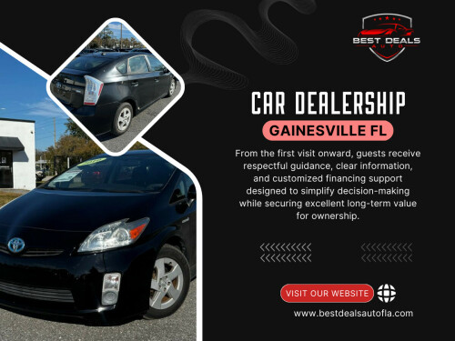 Before you begin browsing listings, determine what you can comfortably afford. A realistic budget should include the vehicle price, insurance, registration, fuel, and routine maintenance. Many first-time buyers focus only on the purchase price and overlook long-term costs. Visiting a trusted Car Dealership Gainesville FL can help you understand which vehicles fit your budget without stretching your finances.

Best Deals Auto

Address : 3432 N Main St, Gainesville, FL 32609, United States

Phone : +13523167767

Reads Our Blogs:
https://bestdealsautofla.weebly.com/
https://bestdealsautofla.wordpress.com
https://medium.com/@bestdealsauto/how-a-trusted-car-dealership-in-gainesville-fl-simplifies-the-buying-process-eec1ff614da5

Related Links:
https://linktr.ee/bestdealsautofla
https://www.apsense.com/user/bestdealsautofla
https://disqus.com/by/bestdealsautofla/about/
