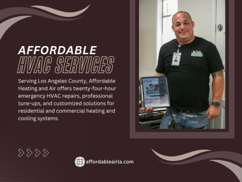 Minor maintenance or smaller fixes are usually far more manageable than emergency breakdowns or full system replacements. That’s why finding affordable HVAC services matters, especially for homeowners trying to stay ahead of larger problems.

Find us on Google Map: https://maps.app.goo.gl/AmnAG3GCtMLZFQca6

Contact: Affordable Heating and Air
Address: 9601 Cozycroft Ave Unit 1, Chatsworth, CA 91311, United States
Customer Service: +1-818-722-1332

Read our blogs:
https://affordableairla.wixsite.com/affordableairla
https://affordableairla.bcz.com/
https://affordableairla.brushd.com

More Links:
https://beacons.ai/affordableairla
https://vimeo.com/affordableairla
https://www.reverbnation.com/affordableairla