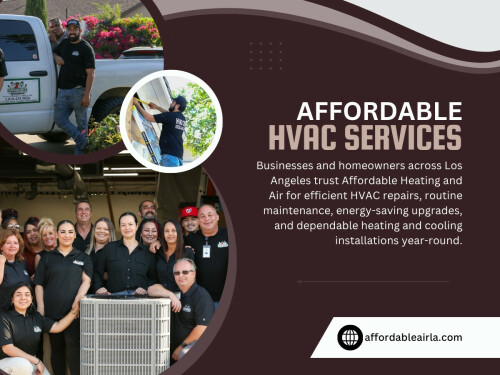 For families looking for reliable Los Angeles HVAC services, working with trusted professionals can help prevent unexpected repairs and improve long-term system performance. Companies like Affordable Heating And Air continue helping homeowners with dependable maintenance, reliable HVAC repair Los Angeles support, and Affordable HVAC services designed to keep homes comfortable throughout every season.

Find us on Google Map: https://maps.app.goo.gl/AmnAG3GCtMLZFQca6

Contact: Affordable Heating and Air
Address: 9601 Cozycroft Ave Unit 1, Chatsworth, CA 91311, United States
Customer Service: +1-818-722-1332

Read our blogs:
https://affordableairla.wordpress.com/
https://affordableairla.tumblr.com/
https://affordableairla.weebly.com/

More Links:
https://beacons.ai/affordableairla
https://vimeo.com/affordableairla
https://issuu.com/affordableairla