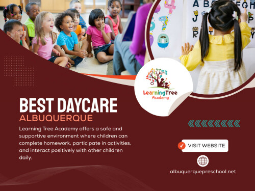 A strong Best Daycare Albuquerque environment allows social skills to develop naturally instead of forcing interaction.

Learning Tree Academy
Address: 3615 Candelaria Rd NE, Albuquerque, NM 87110, United States
Phone Number: +15058881668

Find Us On Google Map: https://goo.gl/maps/sXHaNYEYyPwfkx4KA

Read Our Blogs:
https://albuquerquepreschool.tumblr.com/post/816936349317971968/best-daycare-albuquerque

https://ltapreschool.wixsite.com/albuquerquepres/post/what-parents-should-look-for-during-a-preschool-tour-in-albuquerque


https://albuquerquepre-school.weebly.com/learning-tree-academy/best-childcare-albuquerque


More Links:
https://tap.bio/@albuquerquepreschool
https://dochub.com/ltapreschool/
https://www.renderosity.com/users/albuquerquepreschool