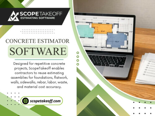 Professional Concrete estimator software reduces the need for repetitive manual calculations and helps maintain greater consistency throughout the estimating process. Instead of checking formulas repeatedly, estimators can spend more time reviewing project requirements.

For more info visit here: https://scopetakeoff.com/blog/concrete/best-concrete-estimating-software/

Read our blogs:
https://scopetakeoff.wordpress.com
https://scopetakeoff.tumblr.com
https://scopetakeoff.weebly.com
https://scopetakeoff.mystrikingly.com/blog/flooring-estimating-software

More Links: 
https://linkfly.to/scopetakeoff
https://www.anibookmark.com/user/scopetakeoff.html
https://www.buzzfeed.com/scopetakeoff