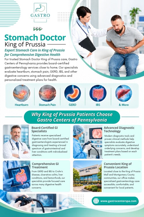 Stomach Doctor King of Prussia care often starts with understanding the pattern rather than rushing straight toward a test or treatment. A longer conversation about symptoms can reveal details that are easy to miss when each episode is treated as a separate problem.

Click here for more information: https://www.gastrocenterspa.com/location/king-of-prussia

Gastro Centers of Pennsylvania

Location: 216 Mall Blvd #120, King of Prussia, PA 19406, United States
Find Us On Google Map: https://maps.app.goo.gl/urcTXbfAmHQzMY5V7

Read Our Blogs:
https://gastrocenterspa.wordpress.com/
https://gastrocenterspa.jimdofree.com
https://gastrocenterspa.medium.com/

More Links:
https://linktr.ee/gastrocenterspa
https://www.buzzfeed.com/gastrocenterspa
https://disqus.com/by/gastrocenterspa/about/