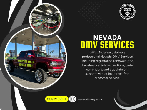 Most Nevada drivers assume that car registration nevada is a straightforward process—fill out a form, submit documents, and you’re done. But in reality, many people experience unexpected delays at nevada dmv service, often because of small steps they completely overlook.

Click here for more information: https://dmvmadeeasy.com/dmv-services-las-vegas/

DMV Made Easy

Address: 8615 W Flamingo Rd, Las Vegas, NV 89147, United States
Phone Number: +17022413662
Find Us On Google Map : https://goo.gl/maps/BJNY18FeVELkd5ye8

Read Our Blog:
https://dmvmadeeasyvegas.blogspot.com/
https://dmvmadeeasy.wordpress.com/
https://dmvmadeeasy.medium.com/

More Links:
https://beacons.ai/dmvmadeeasy
https://about.me/dmvmadeeasyvegas/
https://independent.academia.edu/dmvmadeeasy