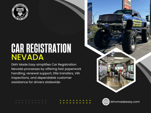 The good news is that not every car registration nevada process requires long waiting times. Many residents don’t realize there are faster ways to handle their paperwork.

DMV Made Easy

Address: 8615 W Flamingo Rd, Las Vegas, NV 89147, United States
Phone Number: +17022413662
Find Us On Google Map : https://goo.gl/maps/BJNY18FeVELkd5ye8

Read Our Blog:
https://dmvmadeeasyvegas.blogspot.com/
https://dmvmadeeasy.wordpress.com/
https://dmvmadeeasyvegas.yooco.org/

More Links:
https://MySlink.app/dmvmadeeasy
https://vimeo.com/dmvmadeeasy
https://disqus.com/by/dmvmadeeasy/about/