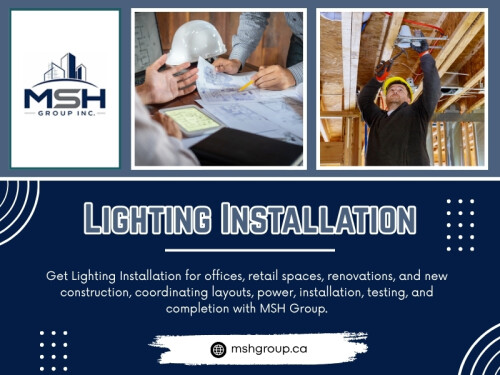 When businesses expand or renovate, electrical improvements often create an opportunity to review the overall Lighting installation as well.

Click here for more information:https://mshgroup.ca/electrical-installation/

Address: 426 Maria Antonia Rd, Woodbridge, ON L4H 2Y9, Canada
Phone: 647-886-4990

Read Our Blogs:
https://mshgroupca.wordpress.com/
https://mshgroupca.tumblr.com/
https://mshgroupca.wixsite.com/mshgroupca

More Links:
https://solo.to/mshgroupca
https://www.flickr.com/people/mshgroupca/
https://myanimelist.net/profile/mshgroupca
https://www.mixcloud.com/mshgroupca/