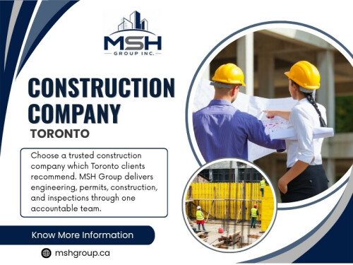 Choosing a professional Construction Company in Toronto is an investment that continues paying dividends long after construction is complete. Careful planning, skilled workmanship, and attention to detail create commercial spaces that remain functional, attractive, and dependable throughout years of daily use.

Address: 426 Maria Antonia Rd, Woodbridge, ON L4H 2Y9, Canada
Phone: 647-886-4990
Mail: info@msheng.ca

Read Our Blogs:
https://mshgroupca.wordpress.com/
https://mshgroupca.tumblr.com/
https://mshgroupca.wixsite.com/mshgroupca

More Links:
https://linktr.ee/mshgroupca
https://www.buzzfeed.com/mshgroupca
https://myspace.com/mshgroupca
https://ca.pinterest.com/mshgroupca/