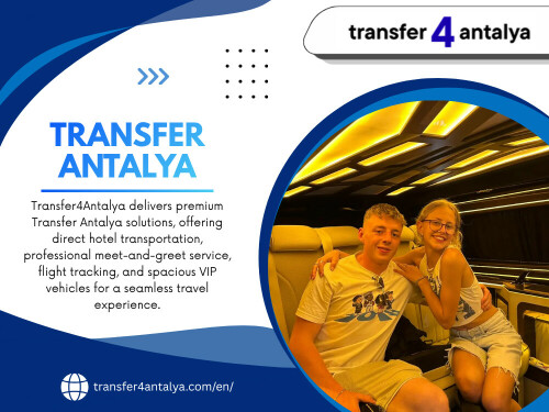 One of the biggest differences between ordinary transportation and premium options is the comfort of the vehicle itself. Travelers often carry more luggage than expected, especially when visiting Antalya for longer holidays. A crowded vehicle can quickly make the journey uncomfortable. A professional transfer antalya service focuses on providing a pleasant environment where passengers have enough space to relax.

Address: Güzelyurt, 206. Sk. No:2, 07112 Aksu/Antalya
Phone: +905370463824

For More Information: https://transfer4antalya.com/en/

Read Our Blogs:
https://transfer4antalya.mystrikingly.com
https://transfer4antalya.blogspot.com
https://transfer4antalya.wixsite.com/transfer4antalya

Related Links:
https://igli.me/transfer4antalya
https://500px.com/p/transfer4antalya
https://www.goodreads.com/transfer4antalya