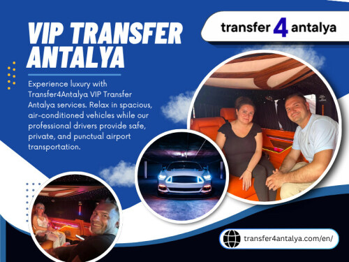 Luxury transportation is not only about having an expensive vehicle. Real comfort comes from reliability, attention to detail, and a service designed around passenger needs. A Vip transfer antalya experience focuses on making travel simpler and more enjoyable. Instead of treating transportation as just a basic requirement, premium services consider the small details that improve the overall journey.

Address: Güzelyurt, 206. Sk. No:2, 07112 Aksu/Antalya
Phone: +905370463824

For More Information: https://transfer4antalya.com/en/

Read Our Blogs:
https://transfer4antalya.mystrikingly.com
https://transfer4antalya.blogspot.com
https://transfer4antalya.wixsite.com/transfer4antalya

Related Links:
https://igli.me/transfer4antalya
https://500px.com/p/transfer4antalya
https://www.goodreads.com/transfer4antalya
