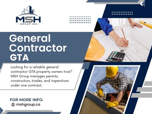 Strong General Contractor in GTA helps prevent many of the unexpected costs that can affect commercial projects. Careful planning, consistent communication, and experienced leadership reduce unnecessary delays while helping every stage of construction move forward with greater confidence.

Click here for more information:https://mshgroup.ca/general-contracting/

Address: 426 Maria Antonia Rd, Woodbridge, ON L4H 2Y9, Canada
Phone: 647-886-4990

Read Our Blogs:
https://site-g0kba3nl5.godaddysites.com/
https://mshgroupca.wordpress.com/
https://mshgroupca.tumblr.com/

More Links:
https://mez.ink/mshgroupca
https://www.ted.com/profiles/51969087
https://mastodon.social/@mshgroupca
https://luma.com/user/mshgroupca
