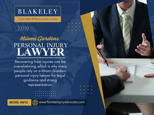 From understanding Florida’s legal system to negotiating with insurers and building strong cases, experienced Miami Gardens Personal Injury Lawyer professionals play a vital role in achieving successful outcomes.

Contact : Blakeley Car Accident & Personal Injury Lawyers West Palm Beach
Address: 2101 Vista Pkwy UNIT 304, West Palm Beach, FL 33411, United States
Phone :+15612323162

Find Us On  Google Map : https://maps.app.goo.gl/jnTiaqnKAecxxVXA9

Official Website:  https://www.floridainjuryadvocate.com/miami-gardens/personal-injury-lawyer/



Read Our Blog: 
https://floridainjuryadvocatefl.wordpress.com/
https://medium.com/@floridainjuryadvocatefl/car-accident-lawyer-florida-fbb99b26f3ac
https://floridainjuryadvocatefl.mystrikingly.com/

More Links:
https://linktr.ee/floridainjuryadvocatefl
https://www.goodreads.com/injuryadvocatefl
https://myanimelist.net/profile/injuryadvocatefl