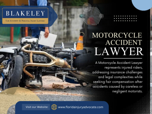 A Motorcycle Accident Lawyer or other legal professional often emphasizes the importance of early medical documentation, as it directly supports the injury claim.

Contact : Blakeley Car Accident & Personal Injury Lawyers West Palm Beach
Address: 2101 Vista Pkwy UNIT 304, West Palm Beach, FL 33411, United States
Phone :+15612323162

Find Us On  Google Map : https://maps.app.goo.gl/jnTiaqnKAecxxVXA9

Read Our Blog: 
https://floridainjuryadvocatefl.weebly.com/
https://injuryadvocatefl.yooco.org/florida_personal_injury_lawyer
https://medium.com/@floridainjuryadvocatefl/car-accident-lawyer-florida-fbb99b26f3ac

More Links:
https://linktr.ee/floridainjuryadvocatefl
https://dzone.com/users/5503249/floridainjuryadvocatefl.html
https://www.behance.net/injuryadvocatefl