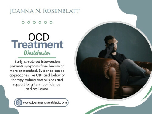 Many people hesitate to seek OCD treatment westchester because they are afraid therapy will be too intense. A skilled therapist understands that pacing matters. ERP is not about overwhelming you. It is about building resilience gradually. You remain in control throughout the process. Exposures are planned collaboratively. Progress is steady, not rushed.

For More Information: https://www.joannarosenblatt.com/services/ocd-treatment-westchester-ny

Joanna N. Rosenblatt, LCSW

Phone : (917) 924-2836

Address : The Marmaduke House, 415 Bedford Road, Suite 203, Pleasantville, NY 10570, United States

Read Our Blogs:

https://joannarosenblatt.wordpress.com/

https://joannarosenblatt.weebly.com/

https://joannarosenblatt.mystrikingly.com/

More Links:

https://igli.me/joannarosenblatt

https://www.ted.com/profiles/51137131

https://myanimelist.net/profile/Joannarosenblatt