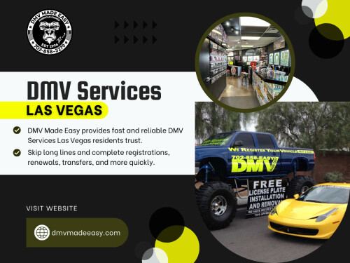 While several services can be handled remotely, certain situations still require an in-person visit to the DMV Las Vegas office. These usually include first-time licenses, driving tests, REAL ID processing, or cases involving documentation verification.

Click Here for More Information: https://dmvmadeeasy.com/dmv-services-las-vegas/
 
Address: 8615 W Flamingo Rd, Las Vegas, NV 89147
 
Phone Number: +17022413662

Google Map: https://goo.gl/maps/BJNY18FeVELkd5ye8

Read Our Blog:

https://dmvmadeeasy.medium.com
https://dmvmadeeasy.wordpress.com
https://dmvmadeeasyvegas.wixsite.com/dmv-made-easy

More Links:

https://myslink.app/dmvmadeeasy
https://bio.link/dmvmadeeasy