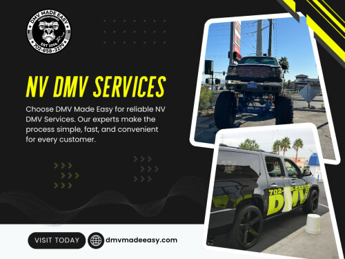 Navigating NV DMV services doesn’t have to be complicated. Understanding which tasks can be handled online and which require an office visit is the first step. Planning ahead and reviewing requirements before starting any application helps prevent wasted time.

Click Here for More Information: https://dmvmadeeasy.com/dmv-services-las-vegas/
 
Address: 8615 W Flamingo Rd, Las Vegas, NV 89147
 
Phone Number: +17022413662

Google Map: https://goo.gl/maps/BJNY18FeVELkd5ye8

Read Our Blog:

https://dmvmadeeasyvegas.blogspot.com/
https://dmvmadeeasy.weebly.com
https://dmvmadeeasy.medium.com

More Links:

https://linktr.ee/dmvmadeeasy
https://bio.link/dmvmadeeasy
https://allmyfaves.com/dmvmadeeasy