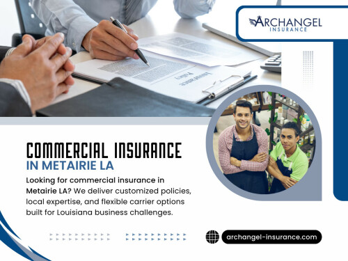 What once worked becomes incomplete. This is especially common with Commercial insurance in Metairie LA, where businesses often expand across parish lines or take on new contracts without adjusting coverage.

Official Website - https://archangel-insurance.com/commercial-and-workers-compensation/

Find Us On Google Map - https://maps.app.goo.gl/PyJzYTFJGUZeEwPBA

Contact Us - 
Address - 3527 Ridgelake Dr STE 200, Metairie, LA 70002, United States
Phone No - +1 (504) 290-0650

Read Our Blogs - 

https://archangelinsurance.tumblr.com/post/808135776931053568/cheapest-insurance-new-orleans
https://penzu.com/p/885aba7dcbb4f7c3
https://site-og6inoeoy.godaddysites.com/f/commercial-insurance-metairie

More Links -

https://bio.link/archangelinsurance
https://dzone.com/users/5310070/archangelinsurance.html
https://medium.com/@archangelinsurance/about