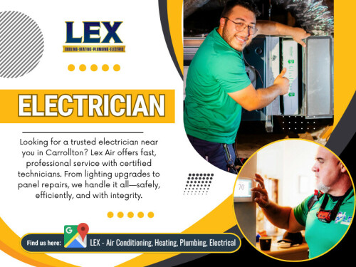 Electrical repair encompasses not merely the rectification of issues but also the assurance of safety and operational efficacy within one’s residence. Understanding the basics can empower you to tackle minor issues and know when to call in the pros.

LEX – Air Conditioning, Heating, Plumbing, Electrical

Address: 901 Jupiter Rd, Plano, TX 75074, United States
Phone Number: +19724661917
Email: info@lexairconditioning.com
Hours of Operation: 24/7
Find us on Google Map: http://g.page/LexAirConditioning

Read Our Blogs:
https://v.gd/vmKsv8
https://tinyurl.com/2boh9pxh
https://is.gd/MQYWmo

More Links:
https://v.gd/jZBSdn
https://is.gd/4TIEq4
https://tinyurl.com/22wbukgo