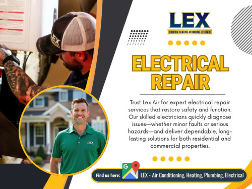 Electrical repair encompasses not merely the rectification of issues but also the assurance of safety and operational efficacy within one’s residence. Understanding the basics can empower you to tackle minor issues and know when to call in the pros.

LEX – Air Conditioning, Heating, Plumbing, Electrical

Address: 901 Jupiter Rd, Plano, TX 75074, United States
Phone Number: +19724661917
Email: info@lexairconditioning.com
Hours of Operation: 24/7
Find us on Google Map: http://g.page/LexAirConditioning

Read Our Blogs:
https://tinyurl.com/22csf6qe
https://is.gd/vitTQ1
https://v.gd/DYB5Jc

More Links:
https://tinyurl.com/2amtn8nk
https://is.gd/DkezRp
https://v.gd/m0pwhe