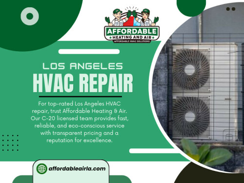 A well-maintained HVAC system ensures your home stays comfortable no matter the season. In Los Angeles, where temperatures can swing from hot summers to mild winters, keeping your heating and cooling system in top shape is crucial. Proper maintenance improves efficiency, extends the life of your equipment, and can reduce costly repairs. Here’s a comprehensive guide to maintaining your HVAC in Los Angeles year-round.

Address: 9601 Cozycroft Ave Unit 1, Chatsworth, CA 91311, United States

Phone: +18187221332

Find us On Google Map: https://maps.app.goo.gl/v1v6uDrUmHYUBKgNA

Read our Blogs

https://affordableairla.wordpress.com/
https://affordableairla.tumblr.com
https://affordableairla.weebly.com/

More Links:

https://heylink.me/affordableairla
https://beacons.ai/affordableairla
https://campsite.bio/affordableairla