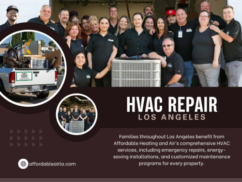 For homeowners looking for reliable HVAC repair Los Angeles services, working with experienced professionals can make all the difference. Companies like Affordable Heating And Air help homeowners stay ahead of unexpected breakdowns by providing dependable service, honest support, and affordable HVAC services designed for the needs of Los Angeles homes.

Find us on Google Map: https://maps.app.goo.gl/AmnAG3GCtMLZFQca6

Contact: Affordable Heating and Air
Address: 9601 Cozycroft Ave Unit 1, Chatsworth, CA 91311, United States
Customer Service: +1-818-722-1332

Read our blogs:
https://affordableairla.wordpress.com/
https://affordableairla.tumblr.com/
https://affordableairla.weebly.com/

More Links:
https://allmyfaves.com/affordableairla
https://www.pinterest.com/affordableairla/
https://gravatar.com/affordableairla