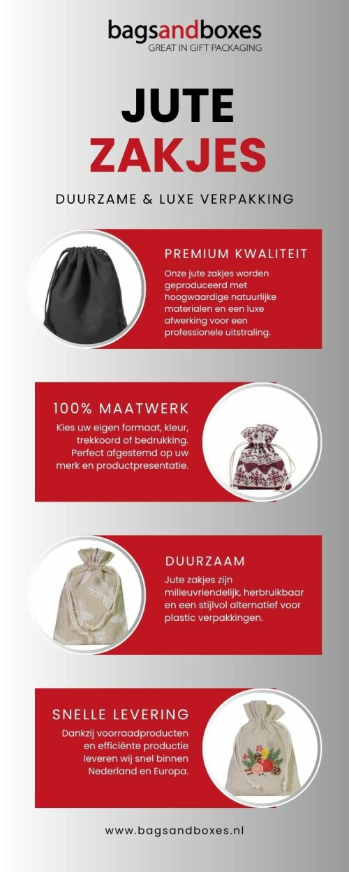 Geef uw verpakking een luxe én duurzame uitstraling met premium jute zakjes

Perfect voor cadeaus, retailproducten, cosmetica en promotionele verpakkingen.

✔ Milieuvriendelijk & herbruikbaar
✔ Luxe natuurlijke uitstraling
✔ Mogelijkheid tot bedrukking
✔ Ideaal voor merken & bedrijven

Kies voor verpakking die uw merk laat opvallen én bijdraagt aan een duurzamere toekomst.


https://www.bagsandboxes.nl/katoenen-zakjes/katoenen-zakjes-voorraad/