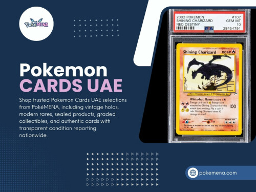 Searches for pokemon tcg uae and pokemon cards uae are increasing as more people discover the excitement of opening packs, collecting rare cards, and building personal Pokémon collections.

Contact Us -
Address - Building A1, Dubai Digital Park, Dubai Silicon Oasis, Dubai, United Arab Emirates
Phone No - +971 547 209 777

Read Our Blogs -
https://pokemena.medium.com/pokemon-tcg-uae-5d9f18ed697c
https://pokemena-2.jimdosite.com/
https://pokemena.weebly.com/

More Links -
https://igli.me/pokemena
https://opencollective.com/pokemena
https://www.myminifactory.com/users/pokemena