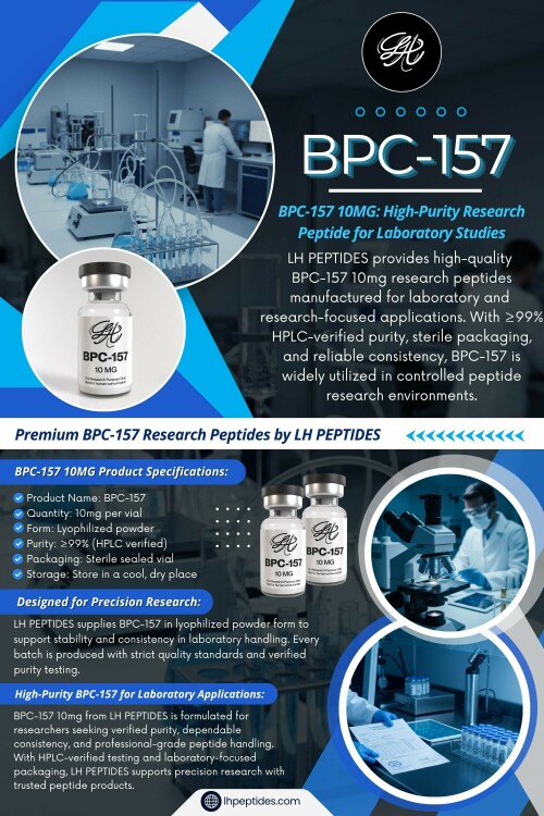 BPC-157 is commonly referenced within broader peptide research discussions because of its unique structural classification and long-standing presence in laboratory-focused peptide communities.

Researchers studying peptides often examine areas such as:

Molecular structure

Stability characteristics

Laboratory synthesis

Peptide categorization

Compound interaction patterns

Most people don’t realize…

Modern peptide science involves much more than isolated compound analysis alone.

Contact : LH Peptides

Phone: 567-202-3240

Location: Perrysburg, Ohio

Read Our Blogs:

https://6a142227c8674.site123.me/

https://lhpeptides.brushd.com/entry/27192/ghk-cu-lyophilized-powder-100mg

https://medium.com/@lhpeptides/ghk-cu-0ed073f56286

More Links:

https://litelink.at/lhpeptides

https://www.apsense.com/user/lhpeptides

https://www.behance.net/lhpeptides