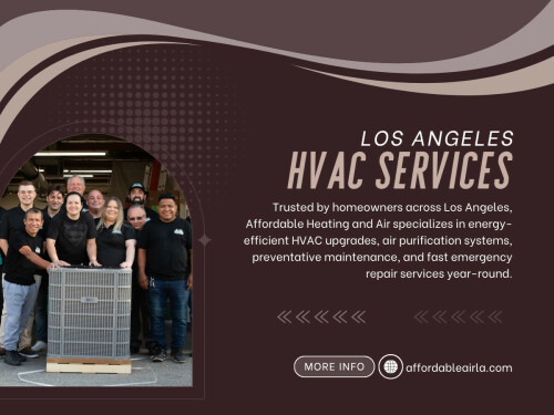 Professional Los Angeles HVAC services often help identify these issues early before homeowners waste even more money on unnecessary energy usage.

Find us on Google Map: https://maps.app.goo.gl/AmnAG3GCtMLZFQca6

Contact: Affordable Heating and Air
Address: 9601 Cozycroft Ave Unit 1, Chatsworth, CA 91311, United States
Customer Service: +1-818-722-1332

Read our blogs:
https://affordableairla.wordpress.com/
https://affordableairla.tumblr.com/
https://affordableairla.weebly.com/

More Links:
https://beacons.ai/affordableairla
https://vimeo.com/affordableairla
https://issuu.com/affordableairla