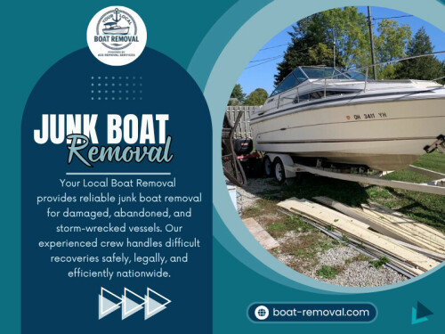 A heavily damaged vessel requires more equipment, more time, and sometimes more specialized handling. Getting an early assessment through Junk Boat Removal services helps avoid unexpected pricing changes later.

Click here for more information: https://boat-removal.com/junk-boat-removal-services/

Your Local Boat Removal

Phone: +1833-605-7867

Read Our Blogs:
https://boatremoval.jimdofree.com/
https://medium.com/@boatremoval/
https://boatremoval.mystrikingly.com/

More Links:
https://allmyfaves.com/boatremoval
https://dzone.com/users/5530971/boatremoval.html
https://speakerdeck.com/boatremoval