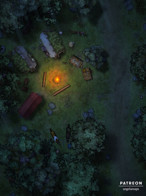 Camp in the Woods (night)