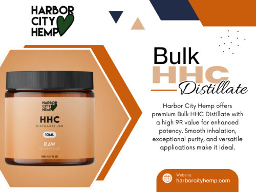 Bulk HHC Distillate is a premium hemp-derived cannabinoid extract widely used by manufacturers to formulate vape cartridges, gummies, tinctures, and other cannabinoid products, delivering reliable consistency, scalable production, and cost-effective sourcing while emphasizing third-party lab testing, product purity, and compliance with applicable hemp regulations.

Click here for more information: https://harborcityhemp.com/product/hhc-distillate/

Harbor City Hemp

Address: 186 Specialty Pt, Sanford, FL 32771, USA
Phone: +1-619-639-4386

Read Our Blogs:
https://tinyurl.com/29fgcezf
https://v.gd/VGnIxV
https://is.gd/VyWX7J

More Links:
https://is.gd/aODVIW
https://tinyurl.com/26j9dqh9
https://v.gd/CNgJEQ