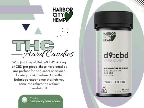 THC hard candy has become a popular choice among cannabis consumers seeking a discreet, flavorful, and convenient edible option. Available in a variety of flavors and strengths, THC hard candies provide a smoke-free alternative that is easy to carry and enjoy. 

Click here for more information: https://harborcityhemp.com/product/d9cbd-hard-candy/

Harbor City Hemp

Address: 186 Specialty Pt, Sanford, FL 32771, USA
Phone: +1-619-639-4386

Read Our Blogs:
https://tinyurl.com/2y549vc5
https://v.gd/jcaq8Z
https://is.gd/VyWX7J

More Links:
https://tinyurl.com/25cfhy98
https://v.gd/m7N3SJ
https://is.gd/qBAlBT