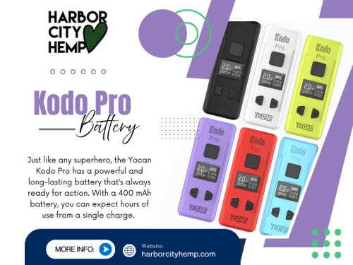 The Kodo Pro battery is an excellent choice for anyone seeking a compact and feature-rich 510-thread vape battery. With adjustable voltage, USB-C charging, a clear digital display, and broad cartridge compatibility, it delivers dependable performance in a lightweight design.

Click here for more information: https://harborcityhemp.com/product/yocan-kodo-pro/

Harbor City Hemp

Address: 186 Specialty Pt, Sanford, FL 32771, USA
Phone: +1-619-639-4386

Read Our Blogs:
https://is.gd/R5WZNH
https://tinyurl.com/29fgcezf
https://v.gd/xi3Yqf

More Links:
https://is.gd/OUnA1s
https://v.gd/PA6bLt
https://tinyurl.com/22ulqm2s