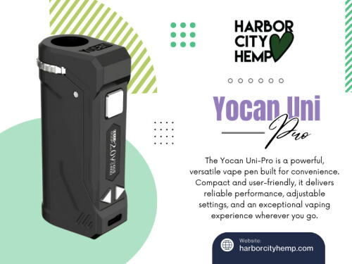 The Yocan Uni Pro has become one of the most popular choices for vape enthusiasts who want a reliable, customizable, and easy-to-use cartridge battery. Whether you're new to vaping or looking to upgrade your current device, offers premium features at an affordable price.

Click here for more information: https://harborcityhemp.com/product/yocan-uni-pro/

Harbor City Hemp

Address: 186 Specialty Pt, Sanford, FL 32771, USA
Phone: +1-619-639-4386

Read Our Blogs:
https://tinyurl.com/2y549vc5
https://v.gd/jcaq8Z
https://is.gd/VyWX7J

More Links:
https://tinyurl.com/25cfhy98
https://v.gd/m7N3SJ
https://is.gd/qBAlBT