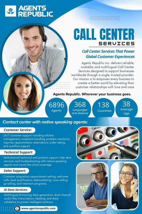 The truth is simple: the cheapest call center services are rarely the most cost-effective. Because support quality is not a line item. It is a growth lever.This article breaks down why low rates often lead to expensive outcomes, what hidden costs to watch for, and how to evaluate call center companies based on value instead of price alone.

Agents Republic Inc.
Headquarters: 666 Burrard Street, Suite 500,Vancouver, British Columbia,V6C 3P6 Canada
Phone: +1 (604) 210 8100

Read Our Blog:
https://agentsrepublicservices.tumblr.com/
https://agentsrepublic.wixsite.com/agentsrepublic

More Links:
https://beacons.ai/agentsrepublic
https://heylink.me/agentsrepublic/
https://mez.ink/agentsrepublic