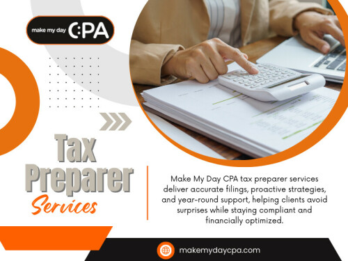 Make My Day CPA offers comprehensive accounting and tax services designed to help individuals and businesses stay compliant while maximizing deductions. Their team of professionals—including cpa, accountants, bookkeepers, and Tax Preparers—works together to provide a seamless, strategic approach to financial management.
Make My Day CPA
Address: 1700 Rockville Pike Suite 110, Rockville, MD 20852, United States
Phone : +13018812309
Find Us On Google Map: https://maps.app.goo.gl/Xp4yhV7ybAh9Ui747
Read Our Blog:
https://site-ld4h1k3is.godaddysites.com/f/cpa
https://makemydaycpa.bcz.com/2026/01/08/certified-public-accountant/
https://makemydaycpamd.wordpress.com/
 
More Links:
https://makemydaycpa.mystrikingly.com/
https://gravatar.com/makemydaycpamd
https://solo.to/makemydaycpa