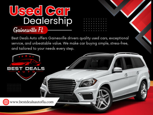 One of the biggest differences between private sellers and a Used car dealership Gainesville FL is accountability. Dealerships operate as registered businesses and depend on reputation, repeat customers, and compliance with state regulations. This creates a strong incentive to maintain ethical practices and transparency.

Address: 3432 N Main St, Gainesville, FL 32609, United States
Phone No: +13523167767

For More Information: https://www.bestdealsautofla.com/inventory/

Find us on Google Maps: https://maps.app.goo.gl/NcDiaXYz3njbZHuF6

Reads Our Blogs:
https://694509e9a2cf4.site123.me/
https://bestdealsautofla.wordpress.com
https://bestdealsauto.mystrikingly.com/

Related Links:
https://heylink.me/bestdealsautofla/
https://gravatar.com/bestdealsautofla
https://www.magcloud.com/user/bestdealsautofla