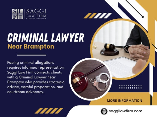 A Criminal Lawyer Near Brampton can review the available information, identify issues that deserve closer attention, and develop a strategy suited to the facts of the individual case.

Contact :   Saggi Law Firm
Address:  2250 Bovaird Dr E Suite401, Brampton, ON L6R 0W3, Canada
Phone: 647-983-6720

Find Us On Google Map: https://g.page/saggi-law-firm

Official Website: https://saggilawfirm.com/criminal-lawyer-near-me

Read Our Blog: 
https://criminallawfirmstoronto.blogspot.com/2026/09/best-criminal-lawyer-in-brampton.html
https://saggilawfirmcriminallawyer.tumblr.com/post/827797882449051648/top-criminal-lawyer-brampton
https://mandeepsaggisocial.wixsite.com/saggilawfirm/post/criminal-lawyer-brampton

More Links:
https://peatix.com/user/27769552/view
https://triberr.com/Brampton.Criminal.Lawyer
https://speakerdeck.com/saggilawfirm